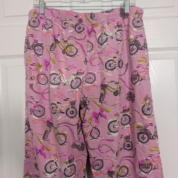 Nick & Nora Bicycle Pajama Pants Womens Size Large Pink Purple Flannel Bike - Picture 7 of 11